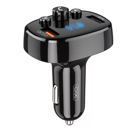 XO BCC03 FM Transmitter Bluetooth, QC 3.0, 2x USB, 18W (fekete)