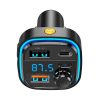 XO BCC08 autós töltő és FM transzmitter, USB x2, USB-C, MP3, Bluetooth 5.0, 15W (Fekete)