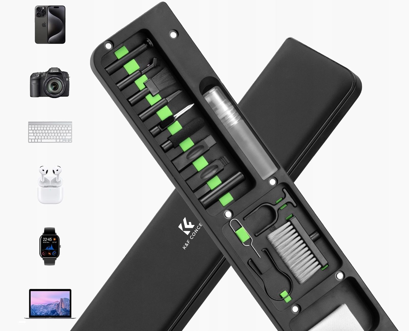 K&F Concept 22 az 1-ben billentyűzet-tisztító szett csuklótámasszal (fekete)