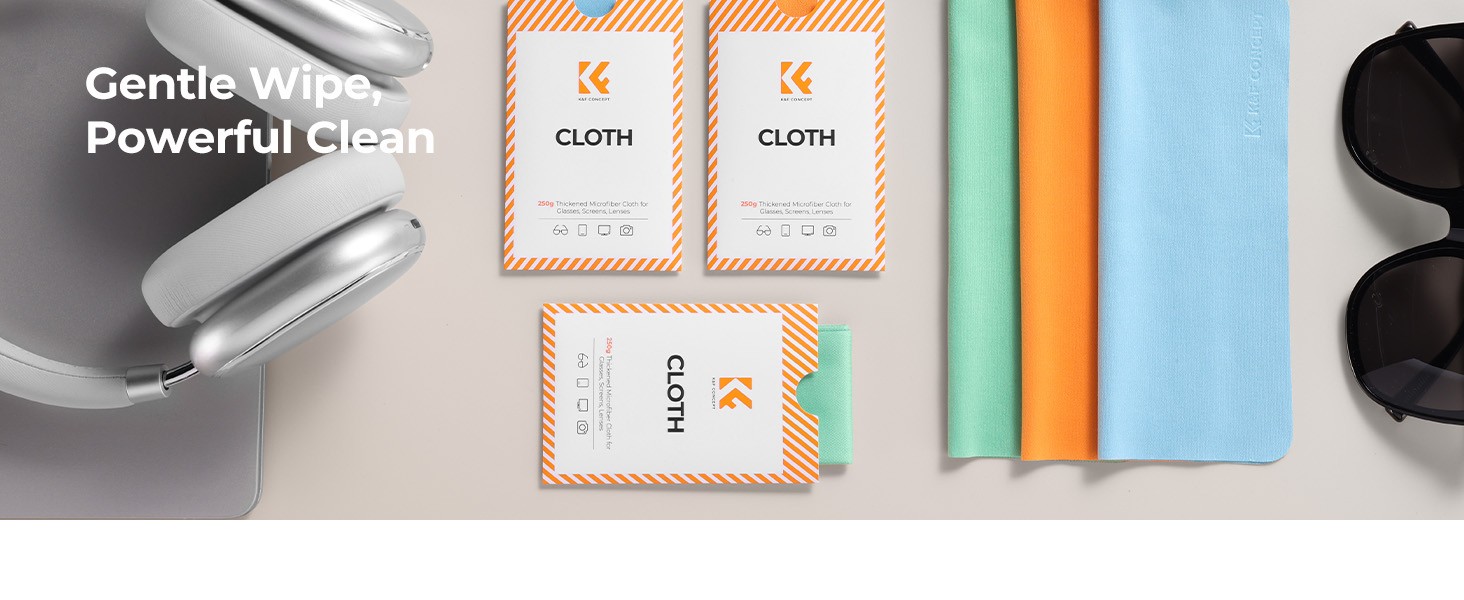 K&F Concept mikroszálas tisztítókendő, 12 darabos szett (narancs/zöld/kék)