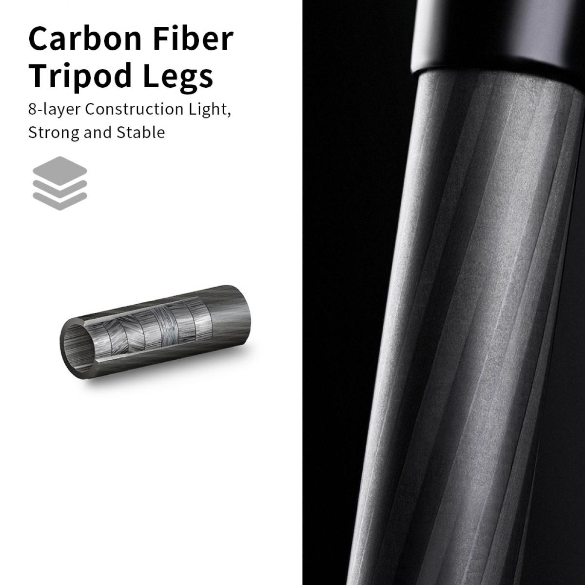 K&F Concept A254C4 + BH-36L karbon utazó fotóállvány (170cm, 15kg teherbírás)